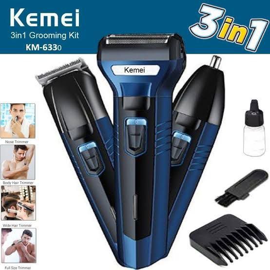 Kemei KM-6330 3-In-1 Hair & Beard Trimmer – Rechargeable Grooming Kit